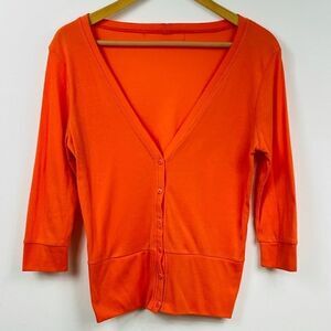 Orange v-neck button blouse / vest S/M